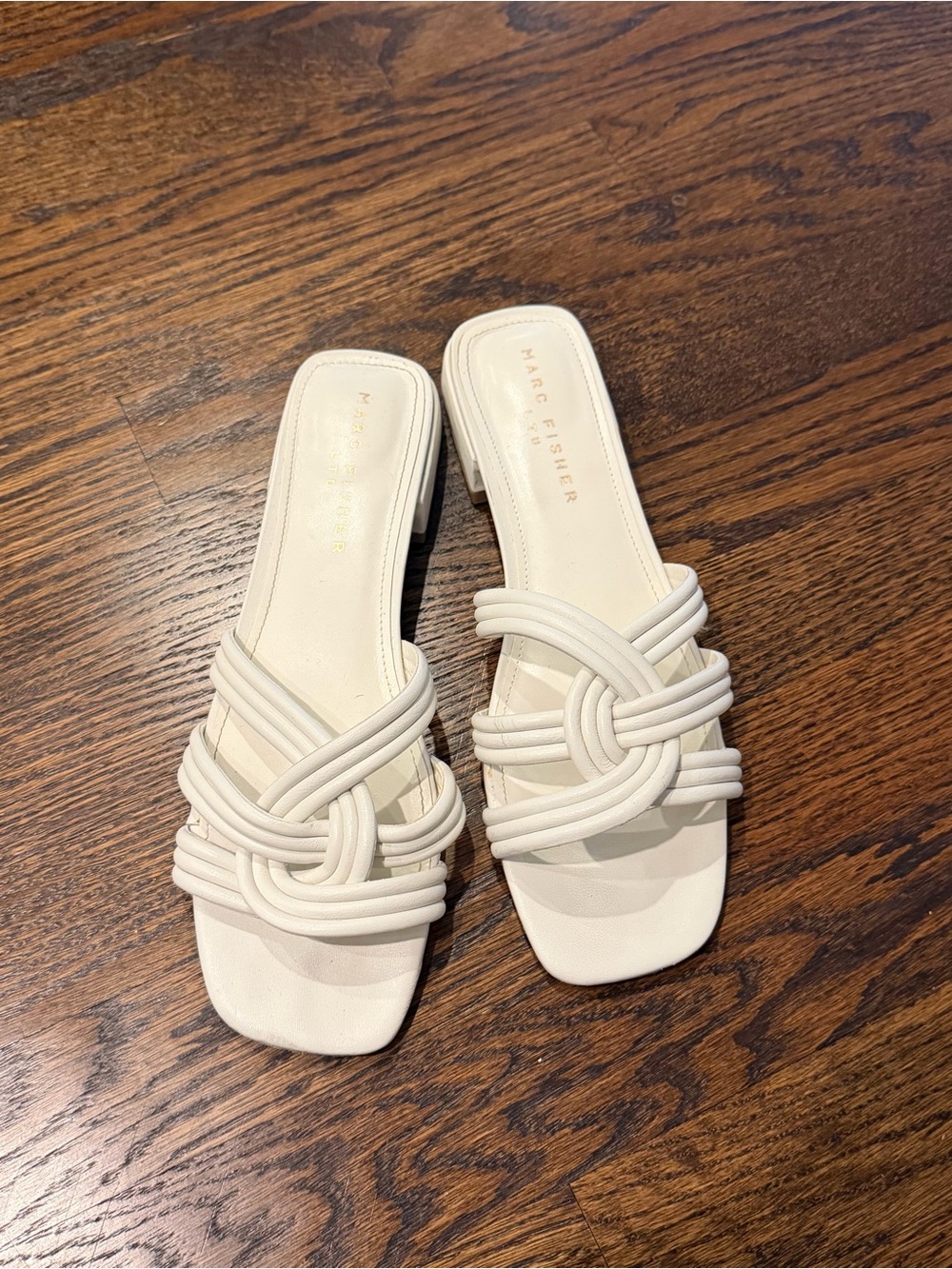 Marc Fisher White Knotted Slide Sandals - Size 9